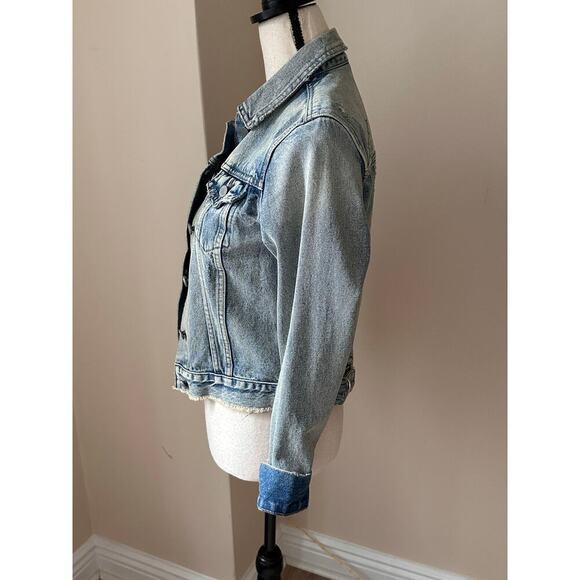 AllSaints Distressed Denim Jacket Vintage Wash Size Small - Picture 2 of 9